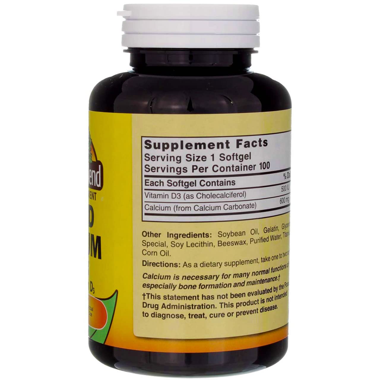 Nature's Blend Liquid Calcium 600mg with D-3 Softgels, 2-Pack