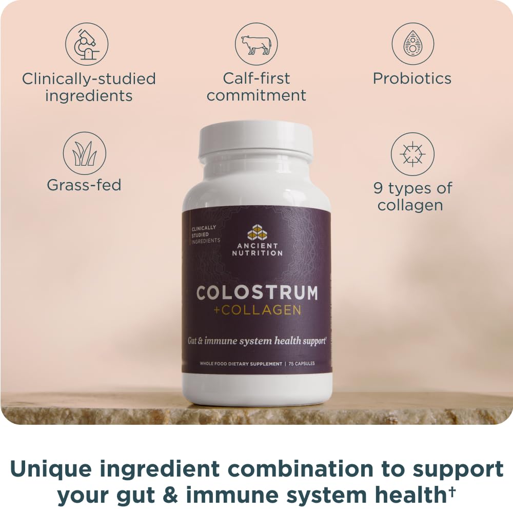 Ancient Nutrition Colostrum Superfood + Collagen Capsule, 75 Count