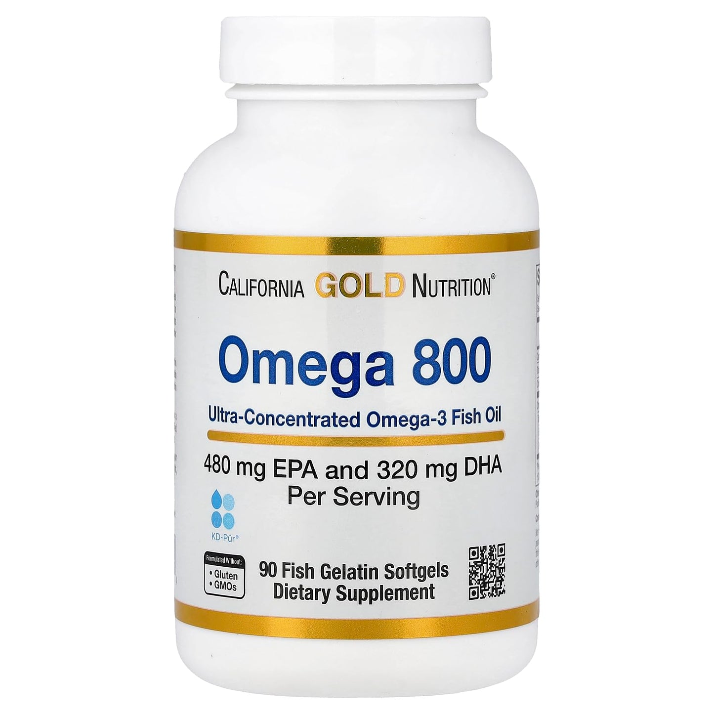 California Gold Nutrition Omega 800 Ultra-Concentrated Omega-3 Fish Oil Softgels, 90 Count