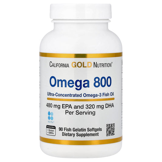California Gold Nutrition Omega 800 Ultra-Concentrated Omega-3 Fish Oil Softgels, 90 Count