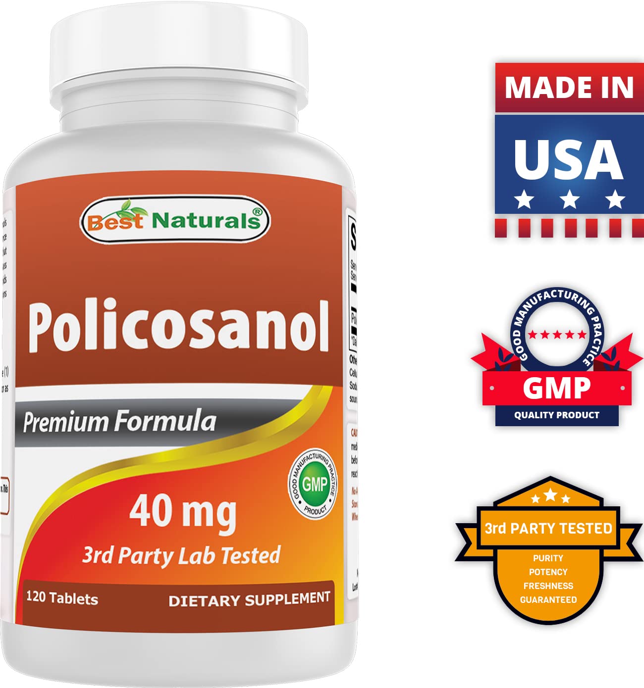 Best Naturals Policosanol 40mg & Probiotic 10 Strains & 30 Billion Tablets, 240 Tablets