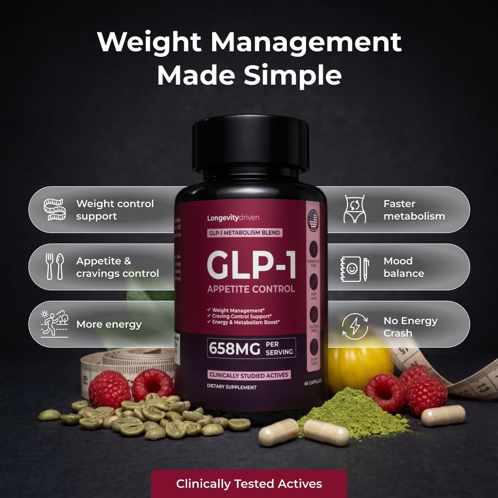 Longevity Driven GLP-1 Weight Management & Appetite Control 60 Capsules