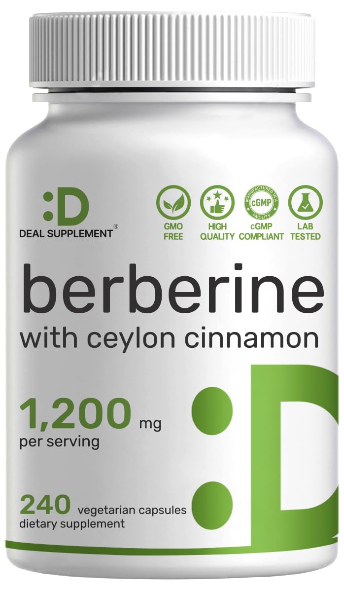 DEAL SUPPLEMENT Berberine with Ceylon Cinnamon 1200 mg per serving Softgel 240 Count