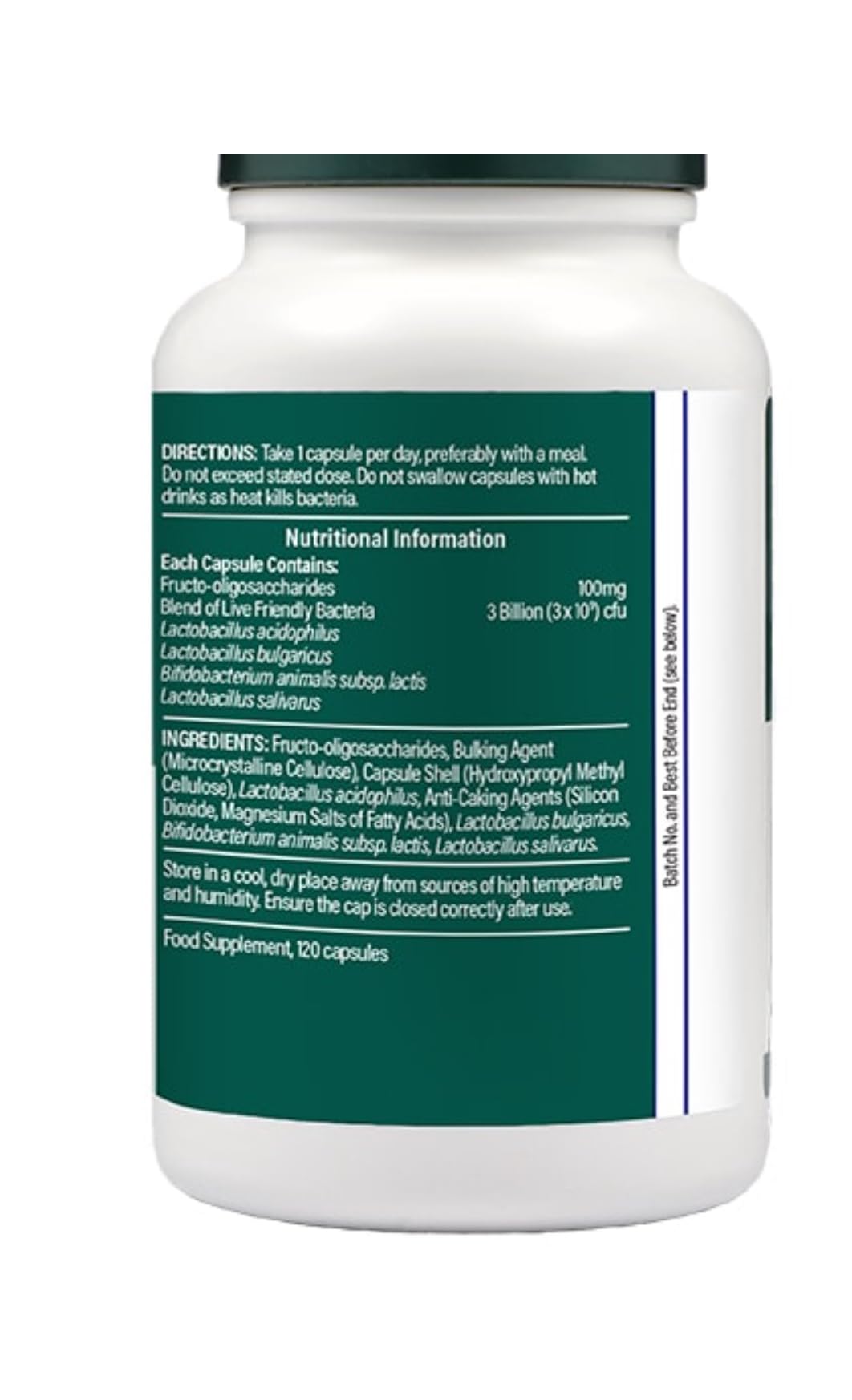Generic Live Friendly Bacteria with Acidophilus 3 Billion Probiotic Capsules, 120 Capsules