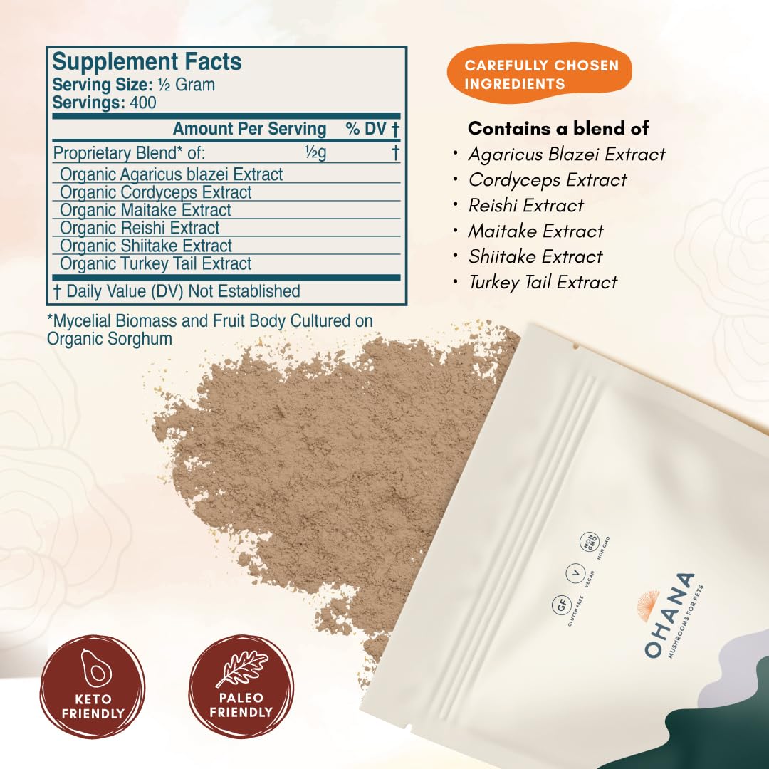 Ohana Mushrooms K9 Immunity Dog Supplement Powder, 100