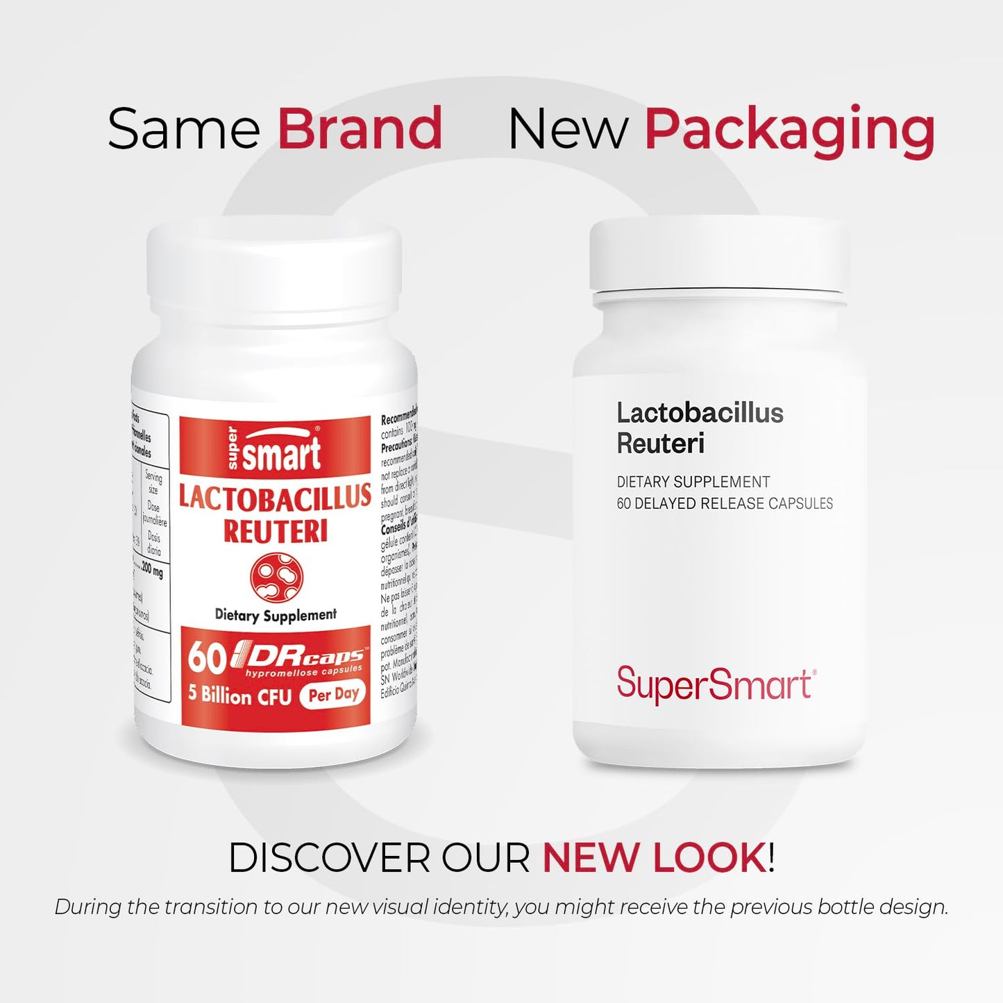 Supersmart Lactobacillus Reuteri 5 Billion CFU per Day Probiotic Supplement Capsules, 180 Count