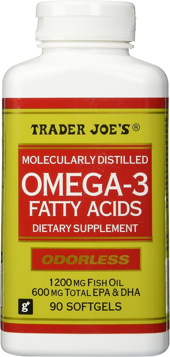 Trader Joe's Molecularly Distilled Omega-3 Fatty Acids Dietary Supplement Softgels 90 Count