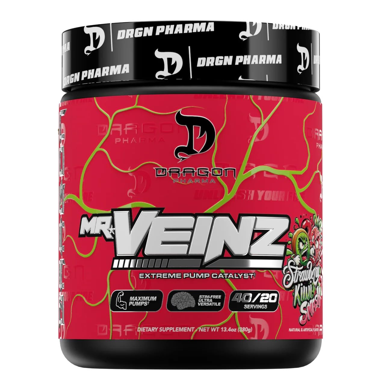 DRAGON PHARMA Mr. Veinz Stim Free Pre-Workout Powder, 13.4 oz
