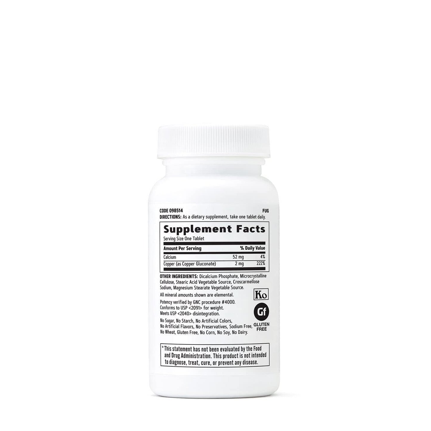 GNC Copper 2mg Tablets 100 Count