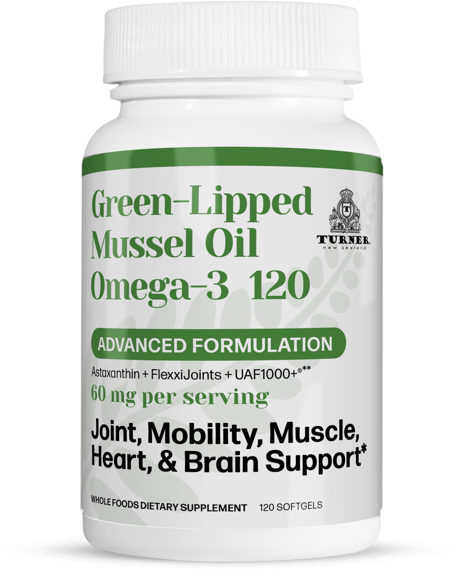 TURNER New Zealand Green Lipped Omega-3 Mussel Oil Softgels 120