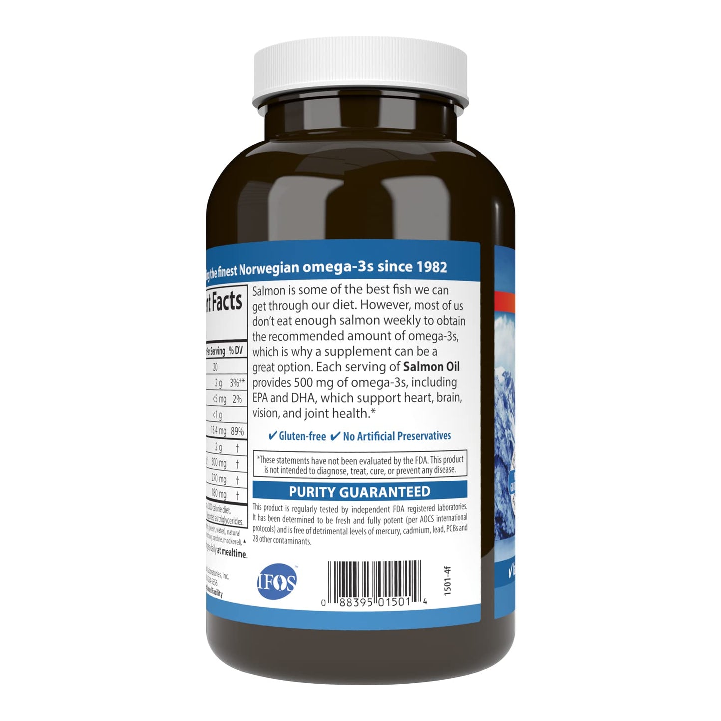 Carlson Salmon Oil 500mg Omega-3s Softgels 180 Count