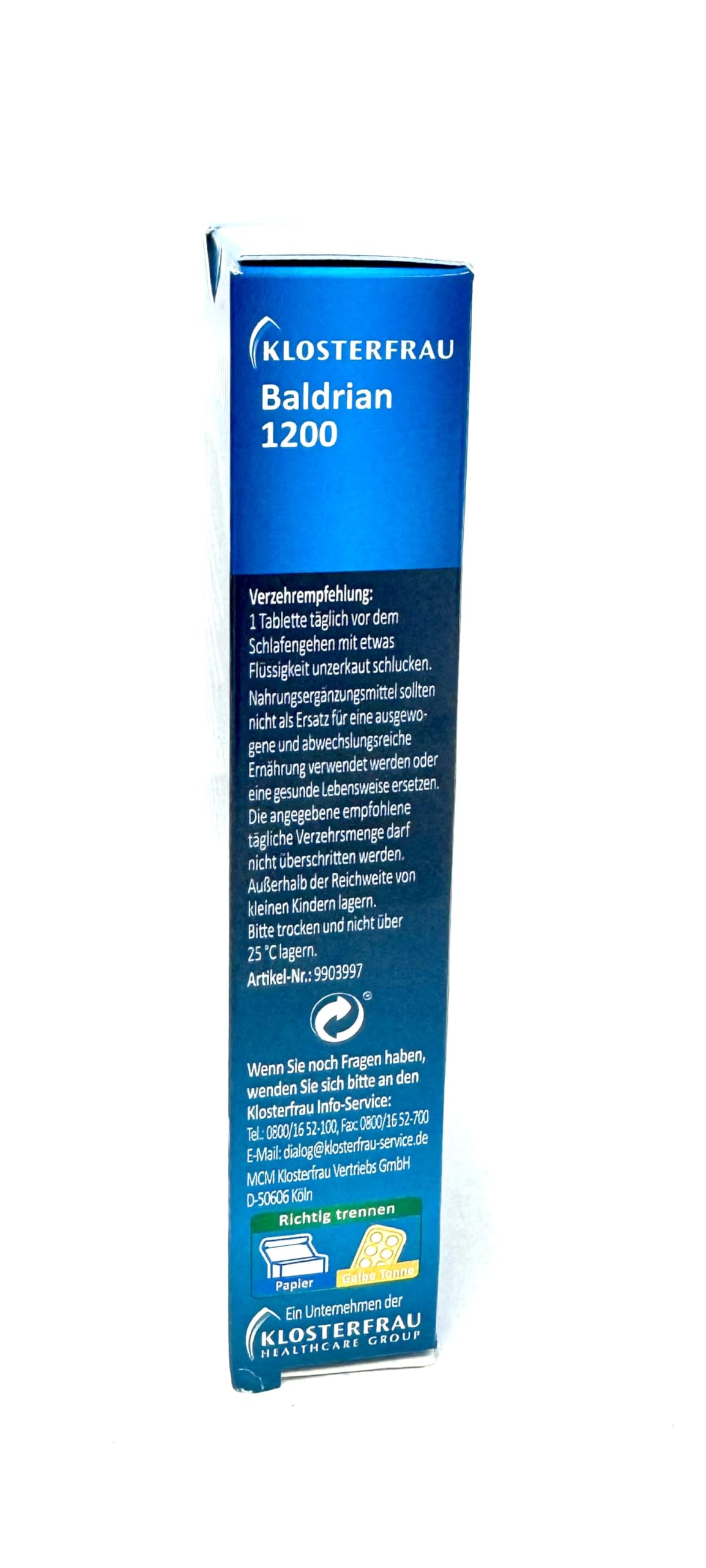 Generic Baldrian 1200 Valerian Root Dry Extract Tablet, 1 Count