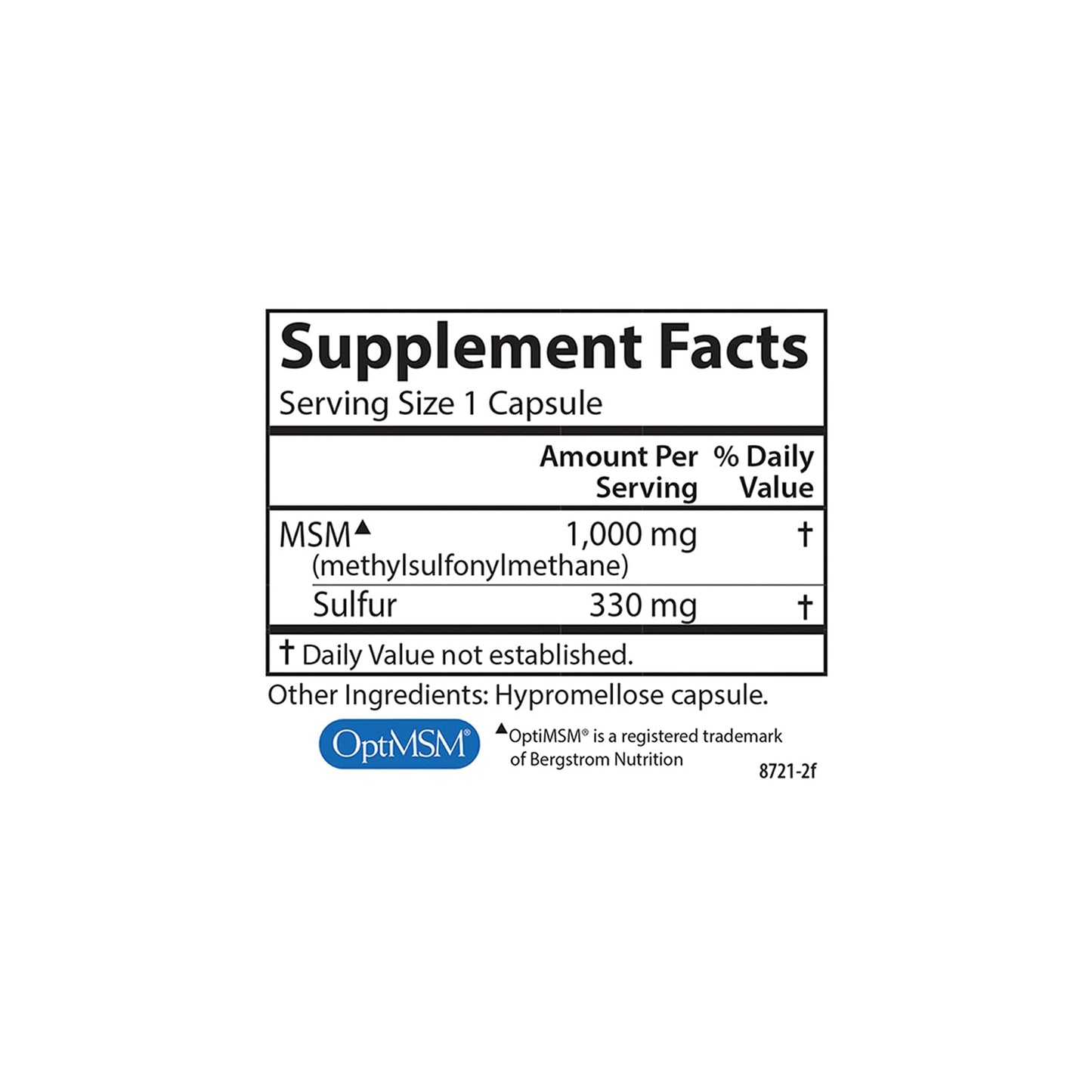 Carlson M-S-M Sulfur 1000 mg Superior Bioavailability, Joint Function, Connective Tissue Support & Healthy Skin Capsules 90