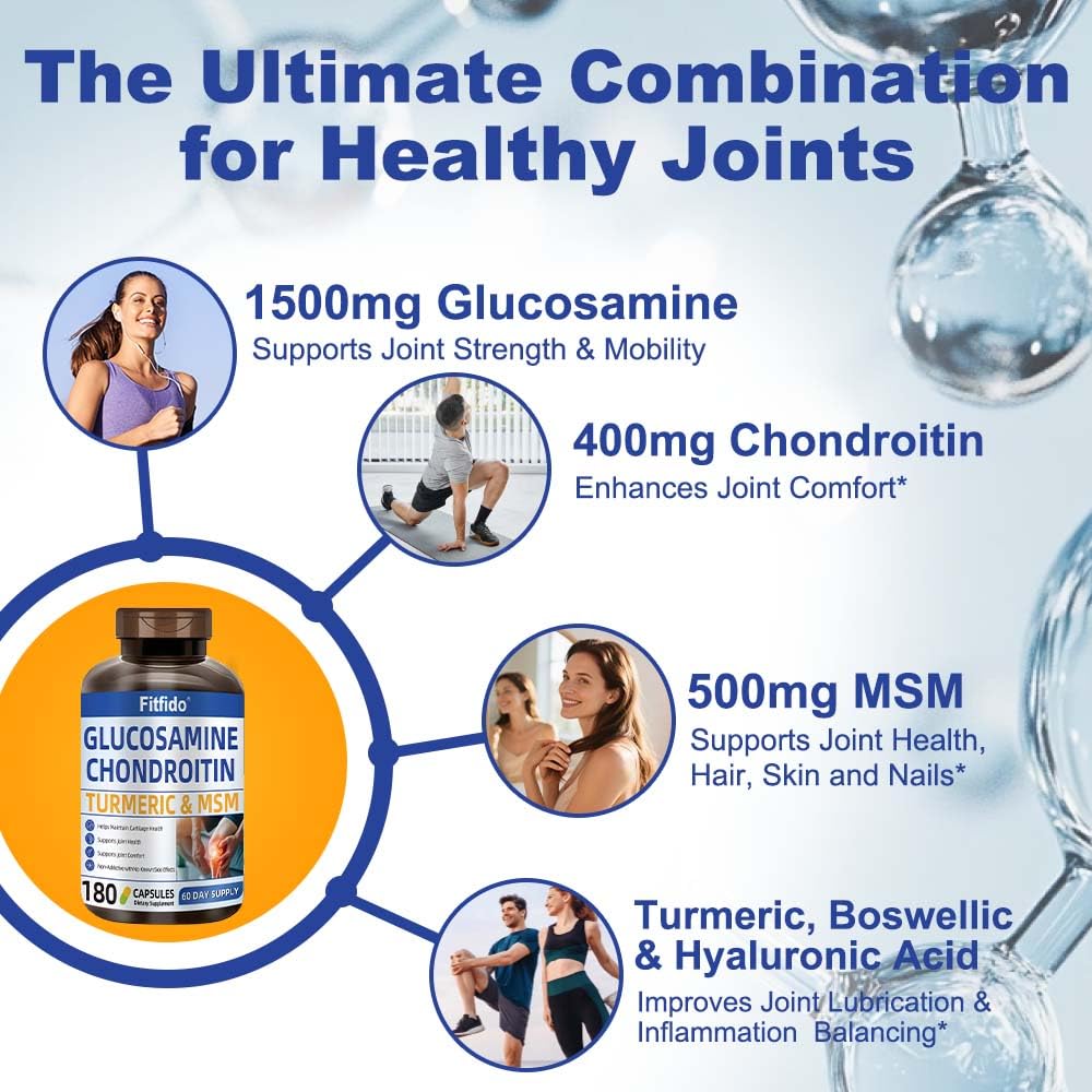 Fitfido Glucosamine Chondroitin MSM Capsules 180 Count
