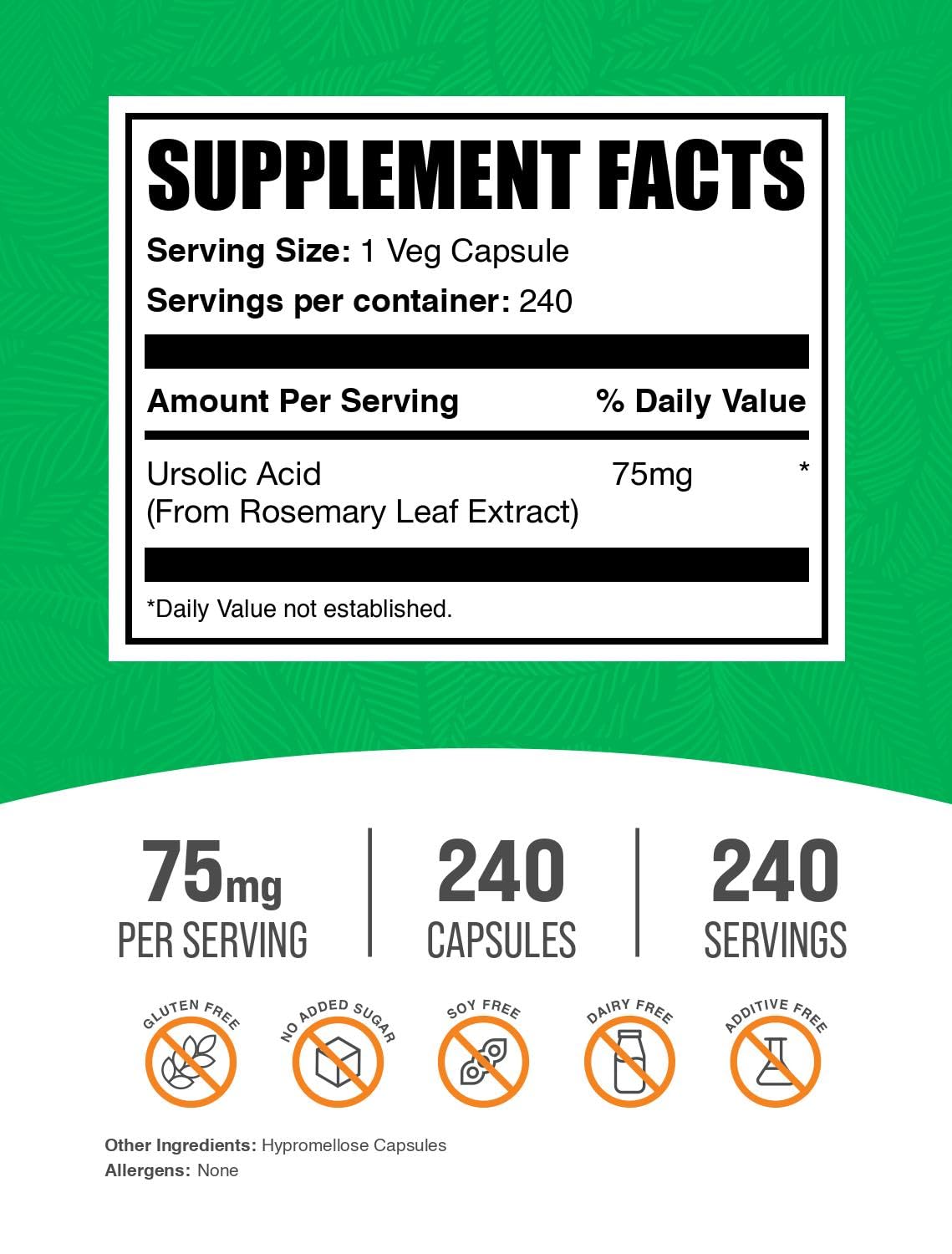 BulkSupplements Ursolic Acid Capsule, 240 Count