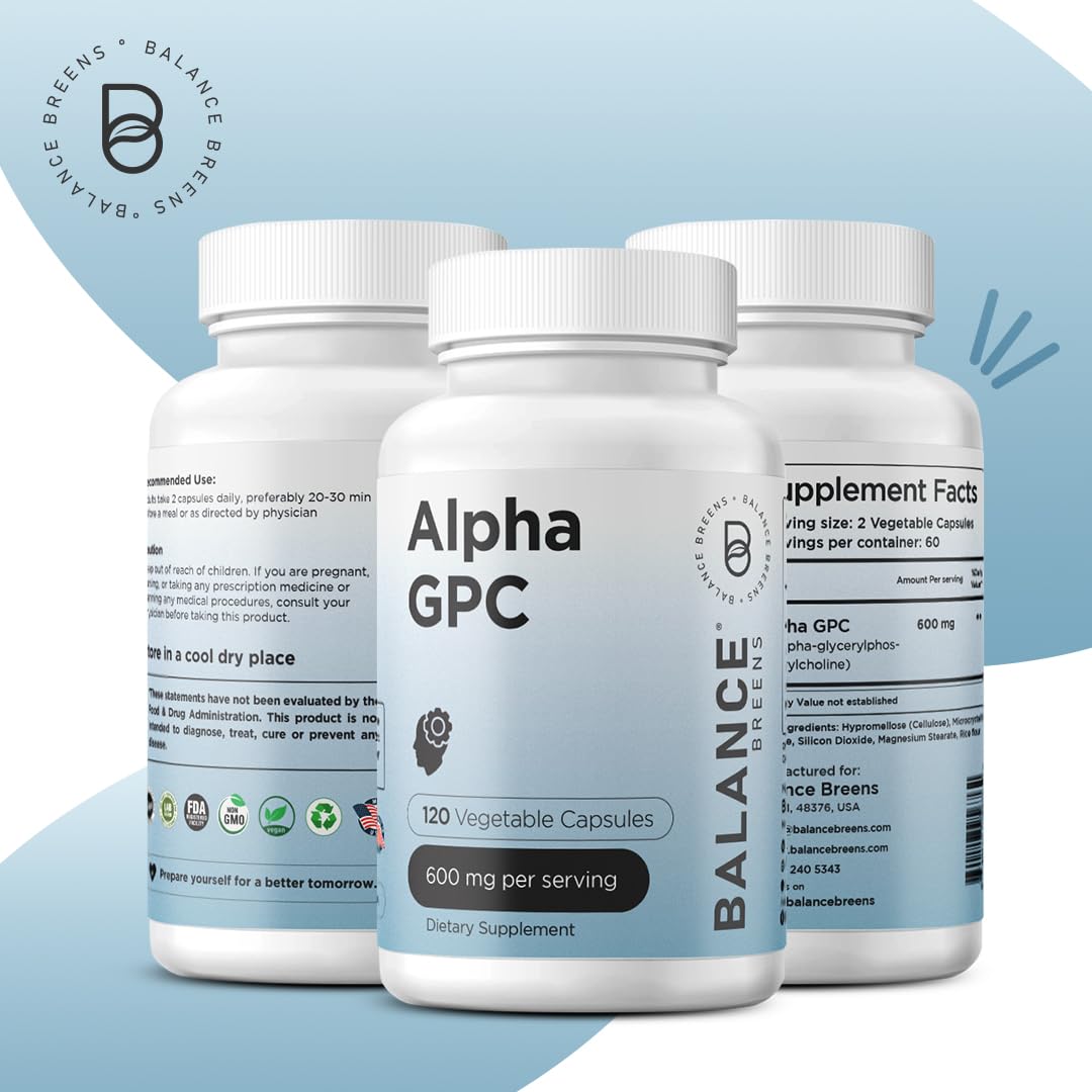 Balancebreens Alpha GPC Choline Supplement 600mg Capsules 120 Count