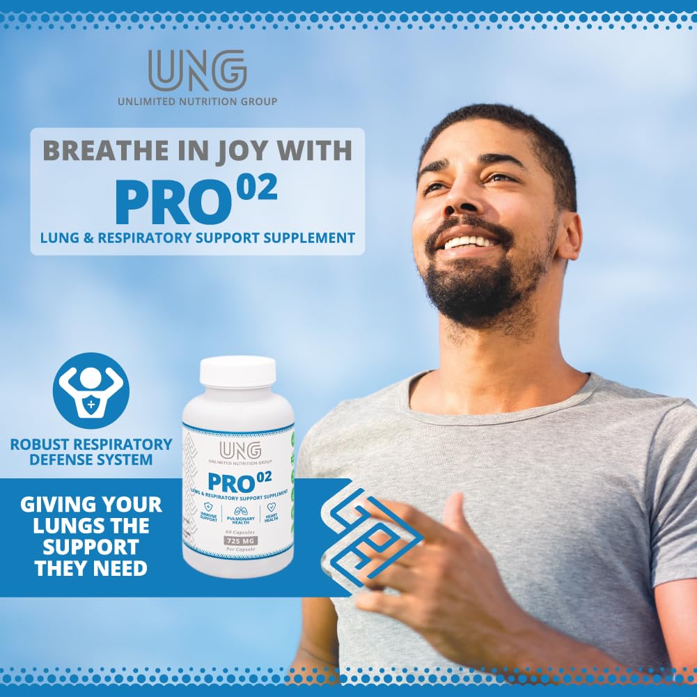UNLIMITED NUTRITION GROUP UNG Pro-O2 Lung & Respiratory Support Supplement 725 MG 60 Capsules