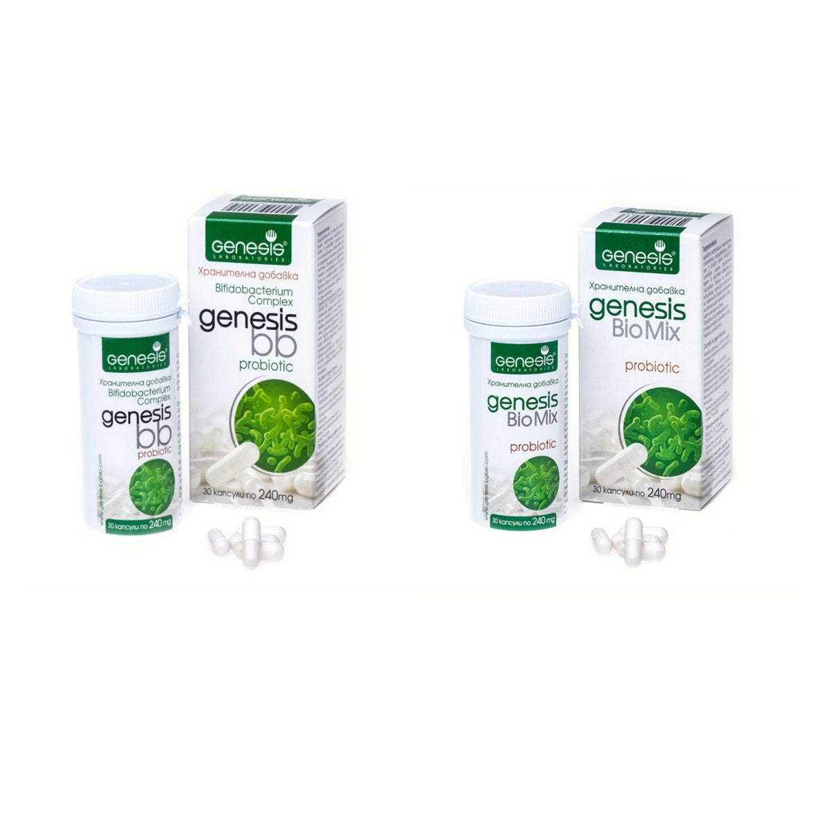 Genesis Laboratories Biomix Probiotic with Lactobacillus and Bifidobacterium and BB Probiotic, Capsules, 30 Capsules Each