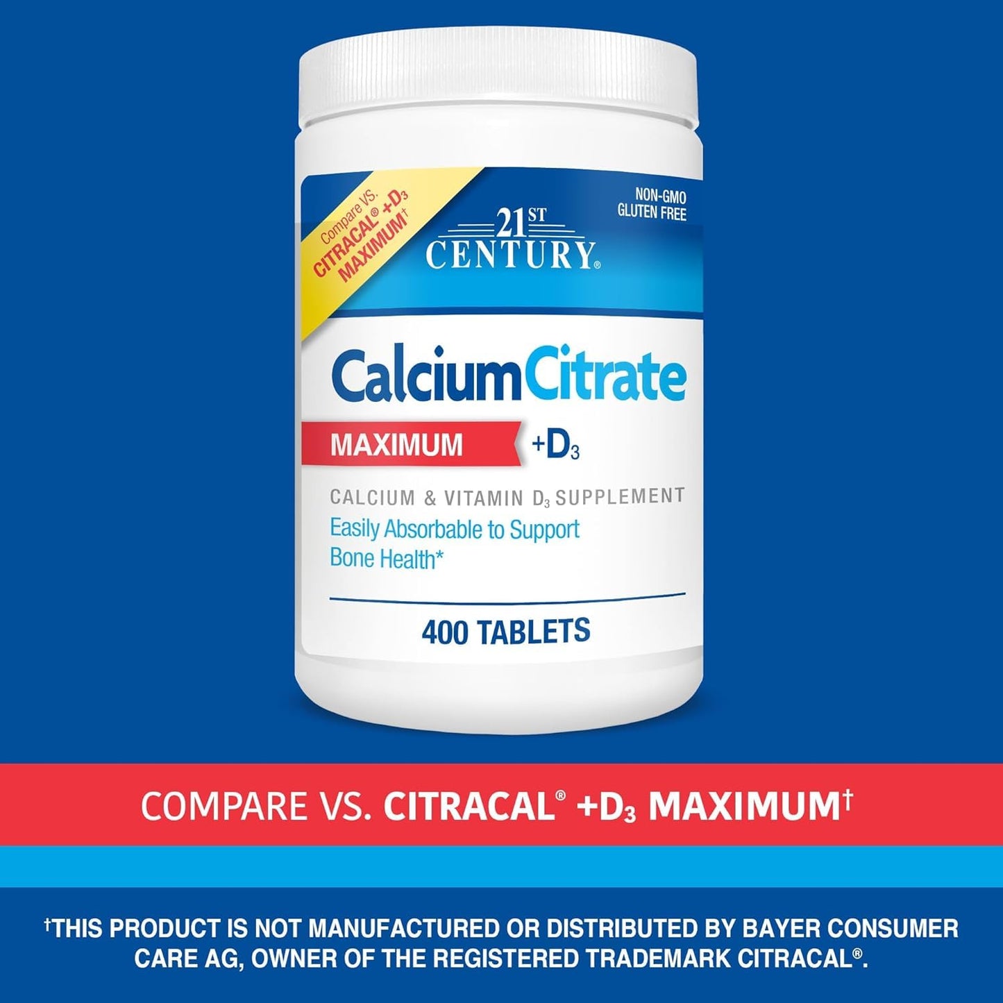 21st Century Calcium Citrate + Vitamin D Caplets, 1200 Caplets