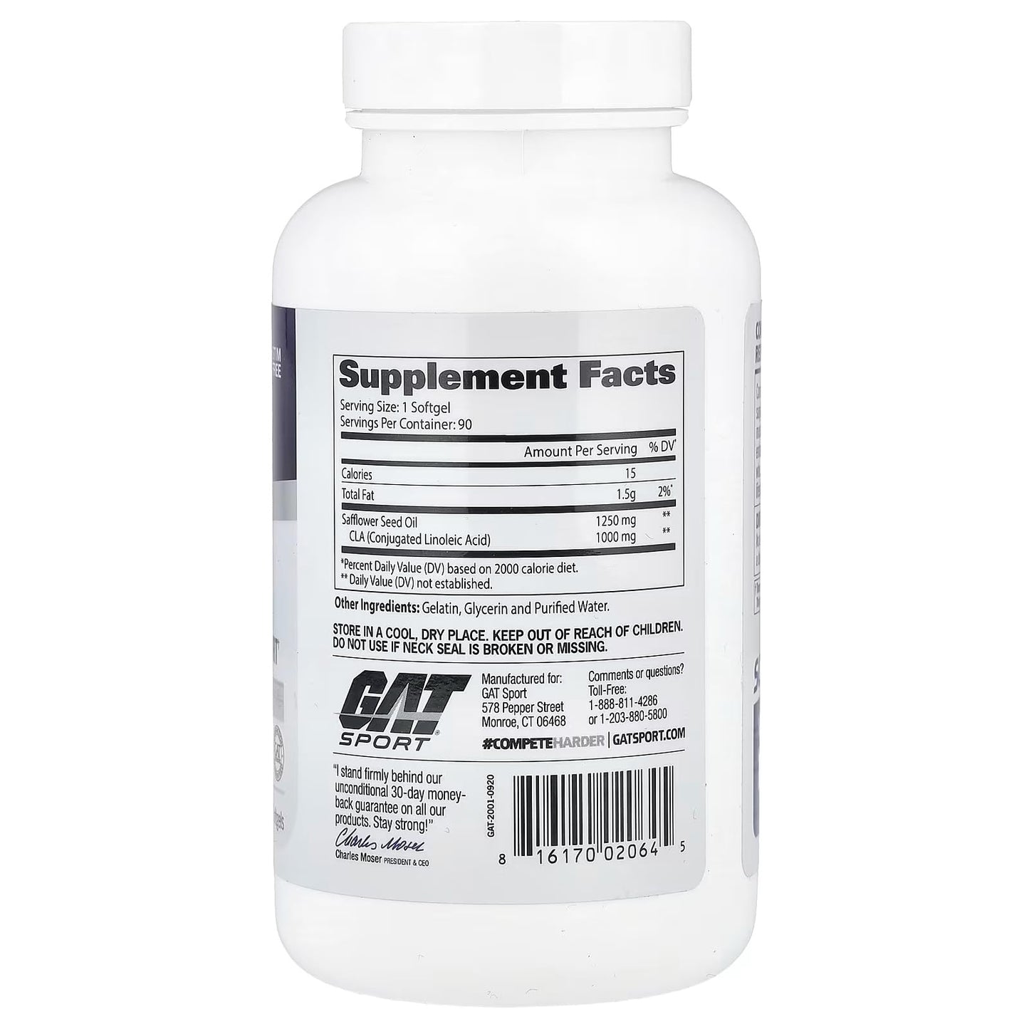 GAT SPORT Essentials Series CLA 1250 Softgels 90 Count