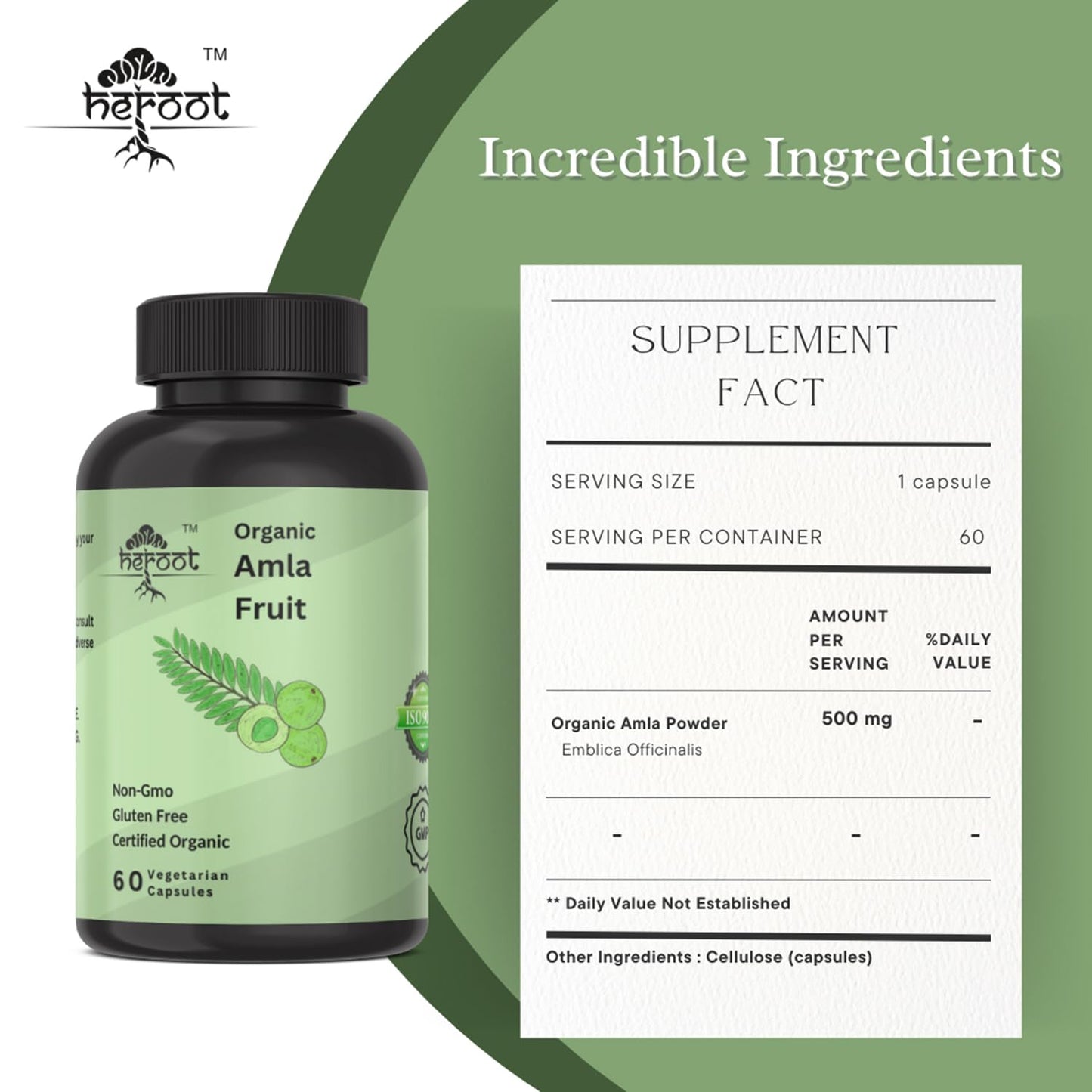 Heroot Organic Amla Capsule 120 Count