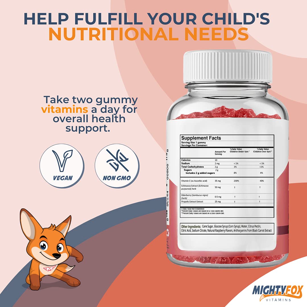 MIGHTY FOX VITAMINS Elderberry Gummies Chewable 100 Count