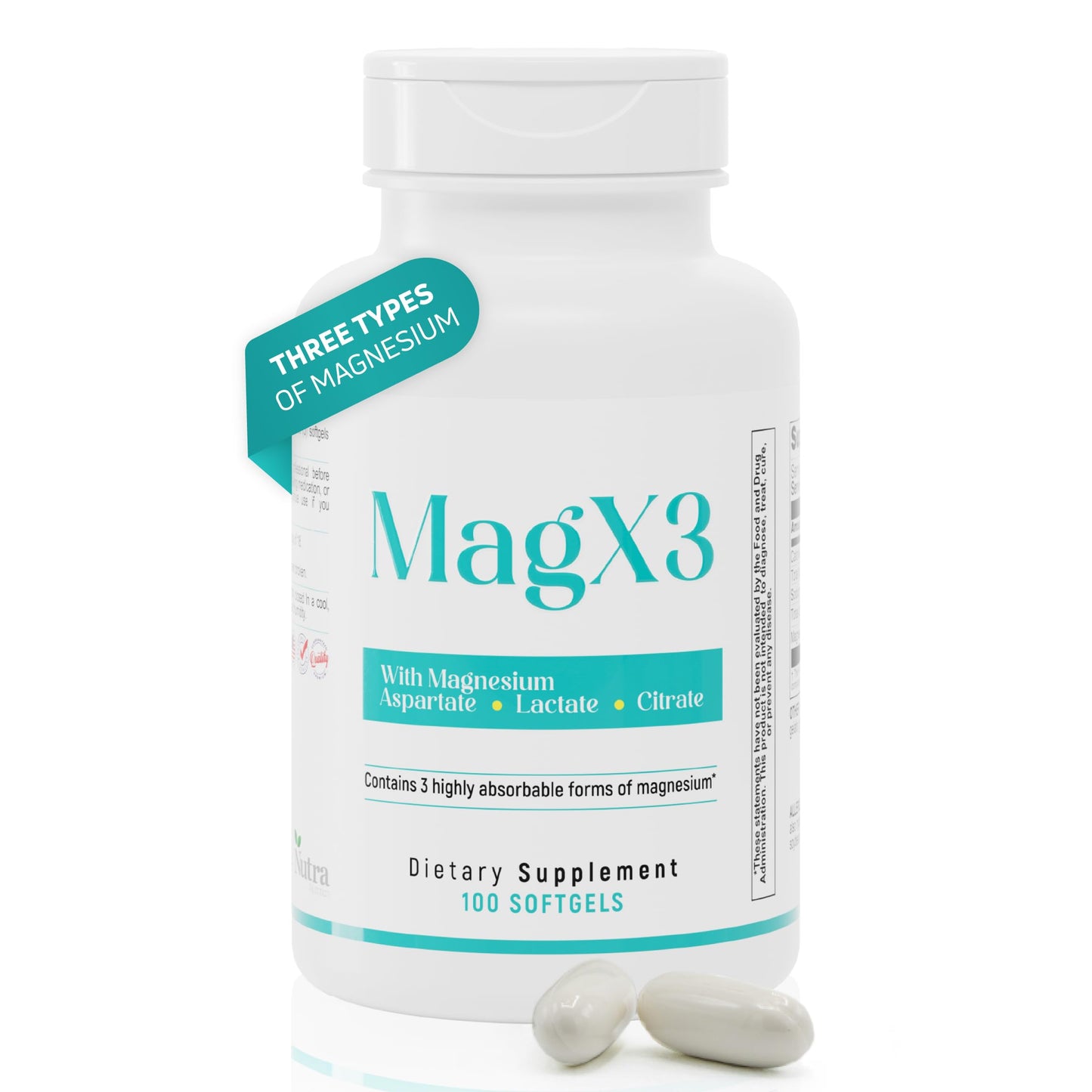 Nutra Nutrition Magnesium Citrate Complex 400 mg Triple Magnesium Softgel 100 Count