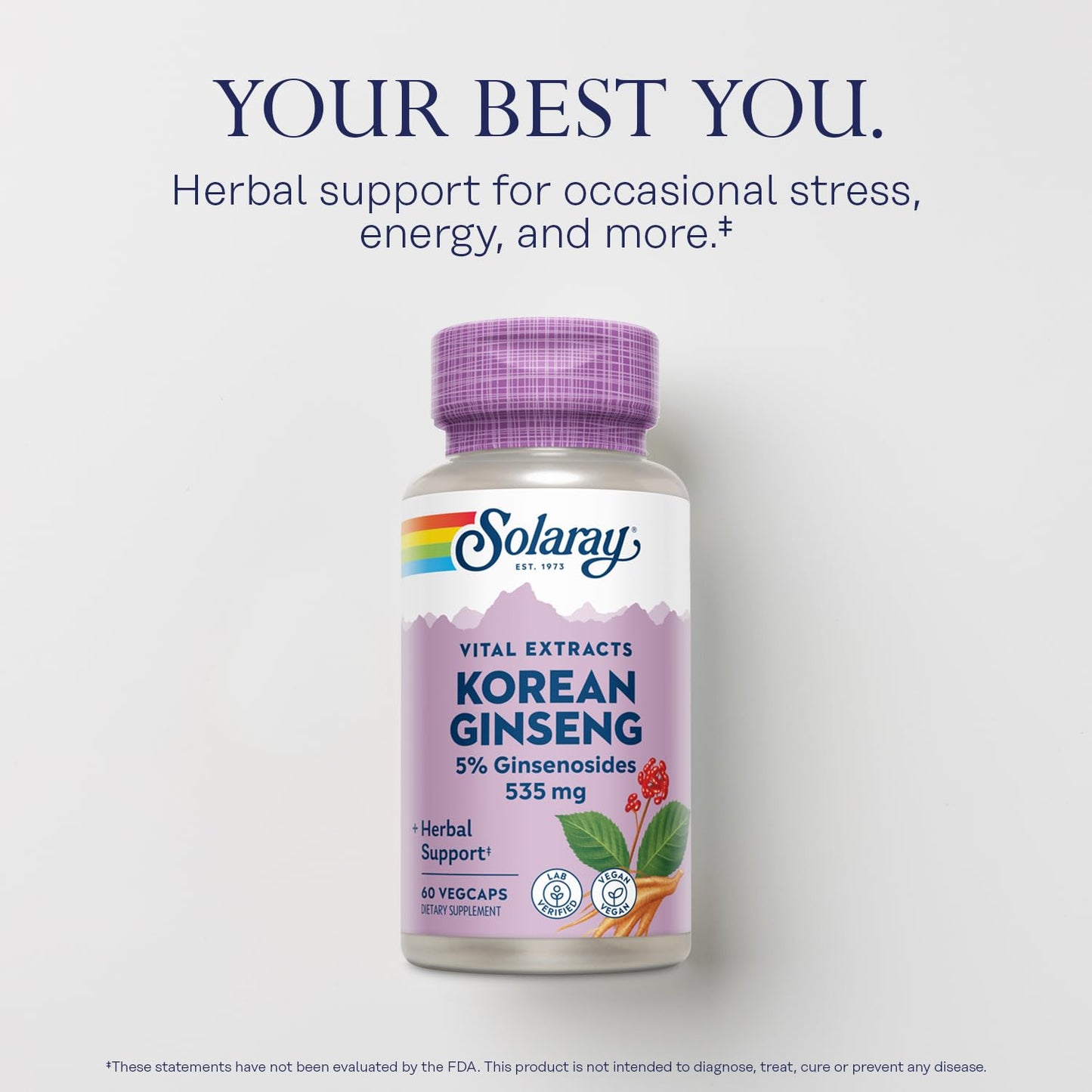 Solaray Korean Ginseng Root Extract Capsule, 60 VegCaps