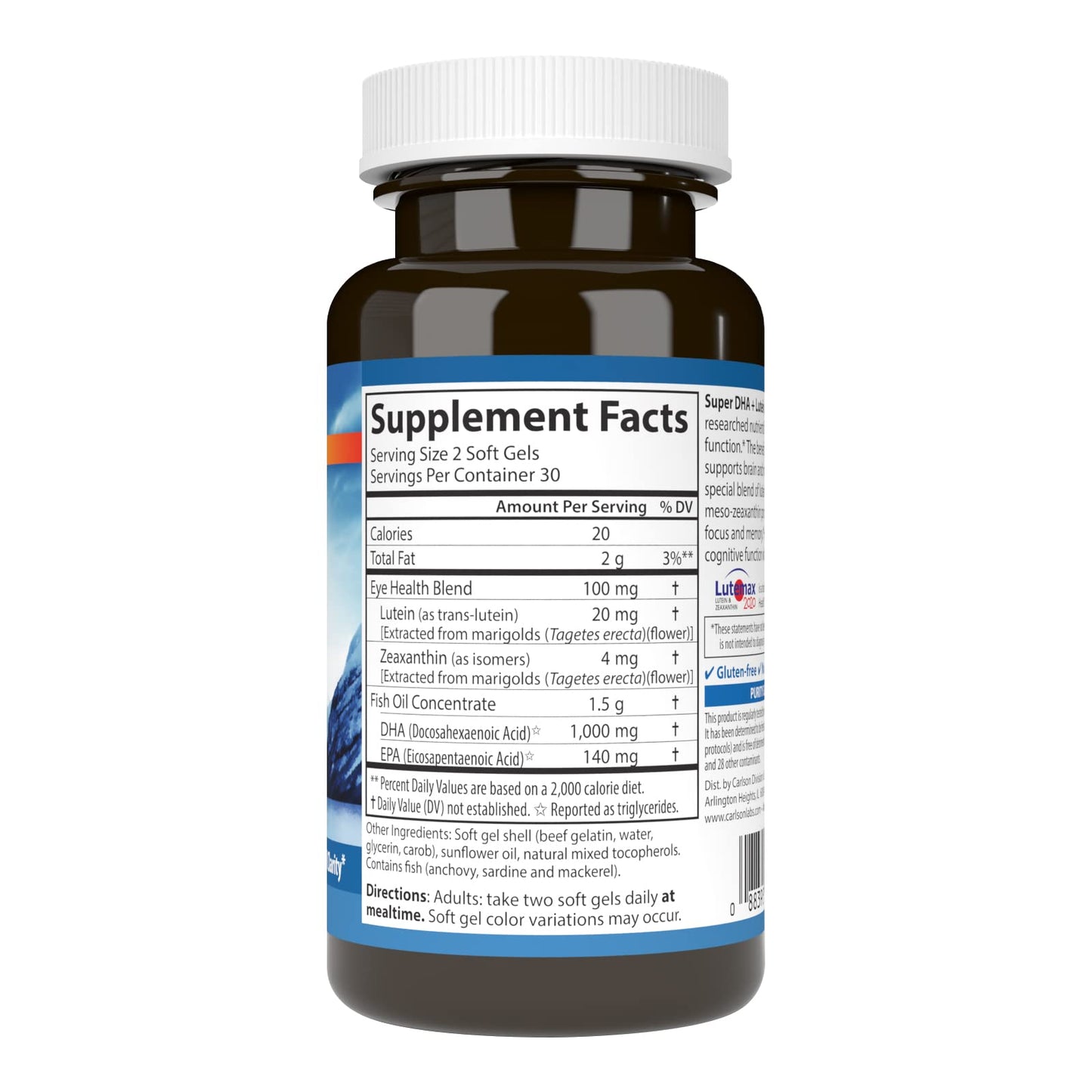 Carlson Super DHA Plus Lutein Softgels, 60 Count