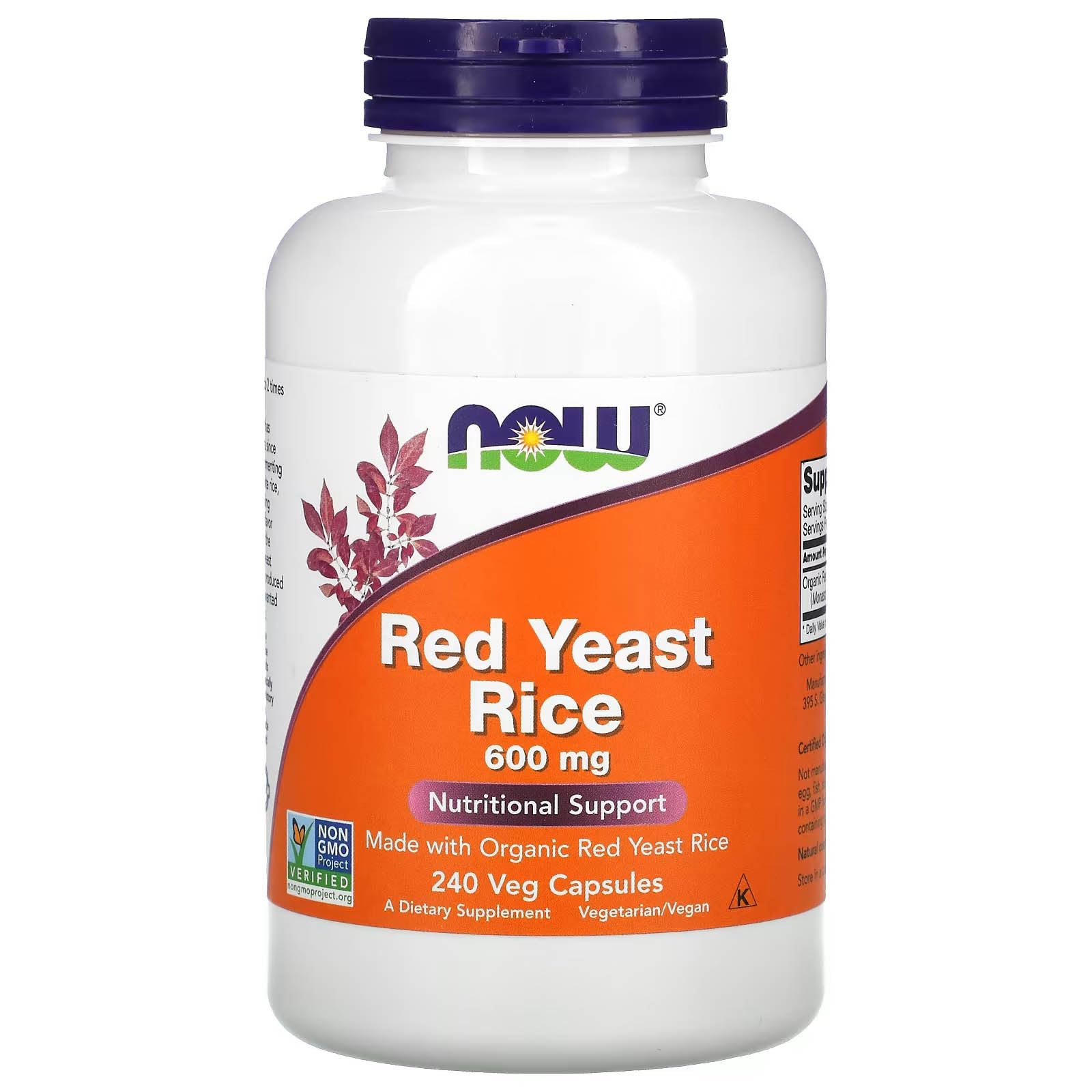 NOW Foods Red Yeast Rice 600 mg Capsule, 240 Capsules
