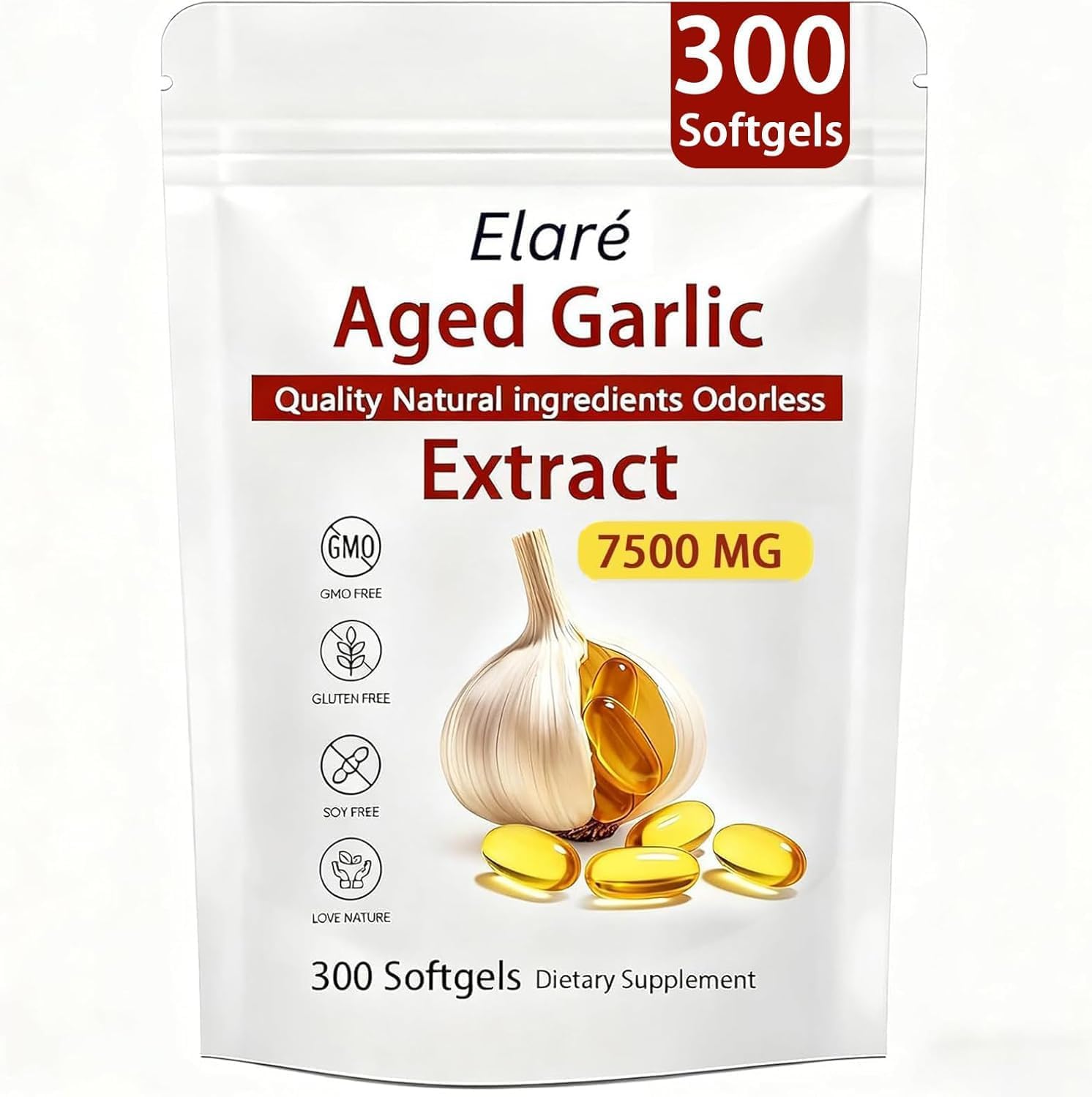 YLOTRE Elare Aged Garlic Extract Capsules, 300 Capsules