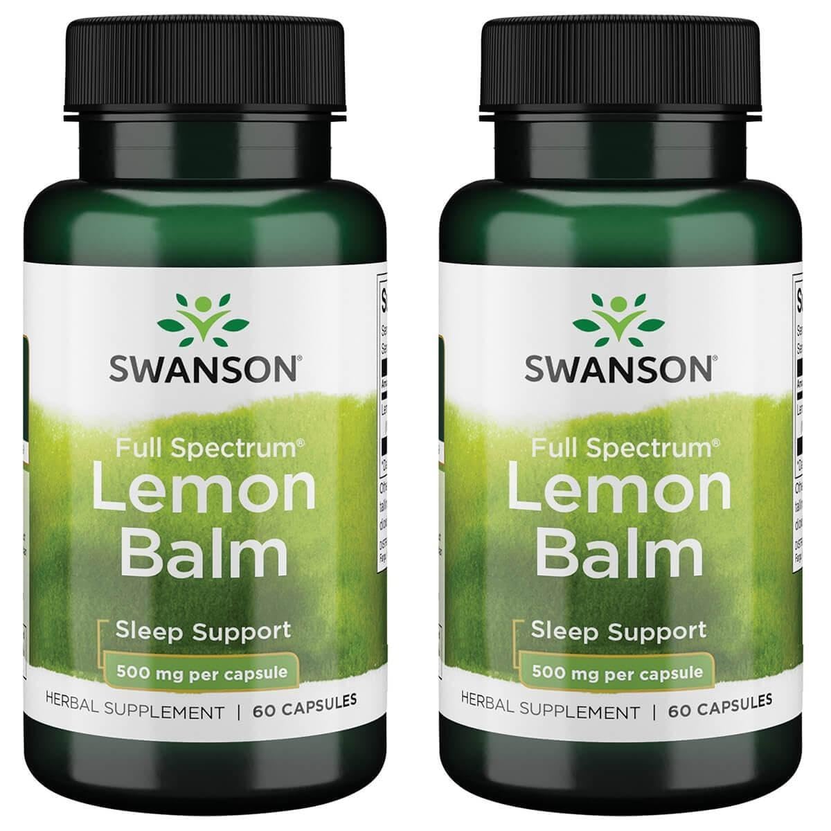 Swanson Full Spectrum Lemon Balm Relaxation Sleep Support 500 mg Capsules, 120 Count