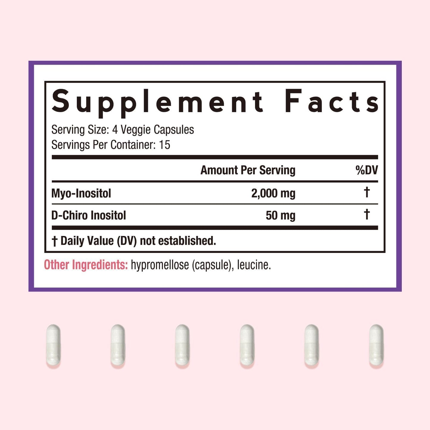 Doctor's Recipes Inositol Supplement for Women, Myo-Inositol & D-Chiro Inositol Capsules 2050mg per Serving, Ideal 40:1 Blend, 60 Capsules