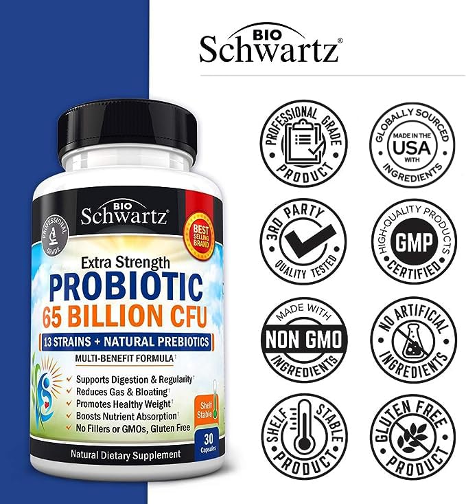 BioSchwartz Daily Multivitamin for Women Capsules with 65 Billion CFU Daily Probiotic Supplement, 90 Count