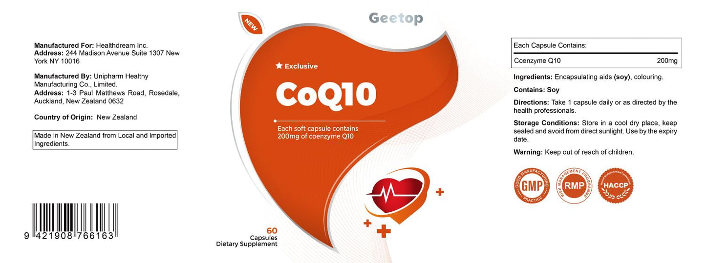 Geetop CoQ10 200mg Ubiquinol Capsule 60 Count