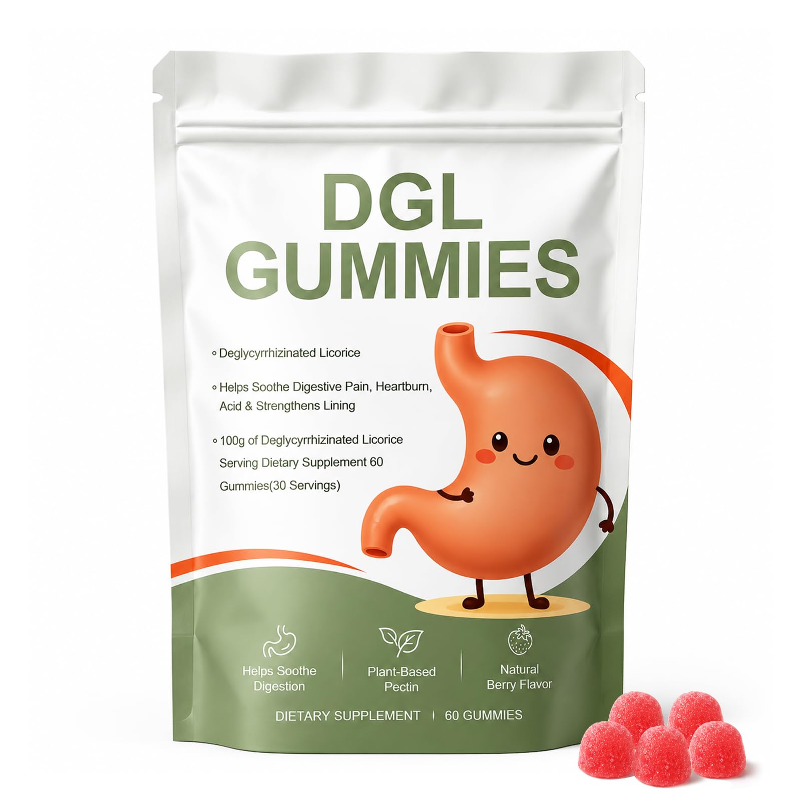 Nmubbn DGL Gummies for Acid Reflux, 60 Count