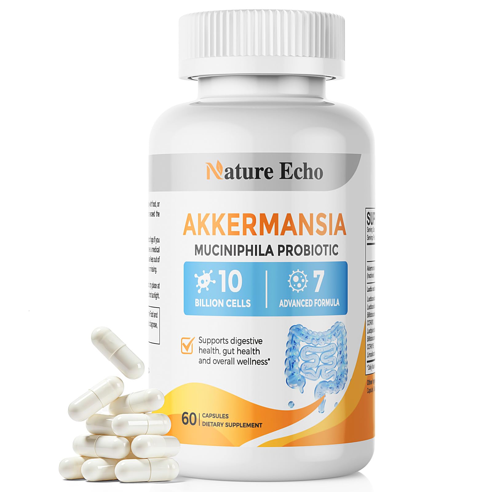 Nature Echo Akkermansia Probiotic Supplement 10 Billion Cells Capsules, 60 Capsules