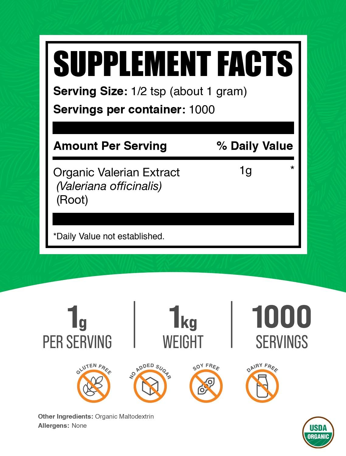 BulkSupplements Organic Valerian Extract Powder 35.3 Ounce