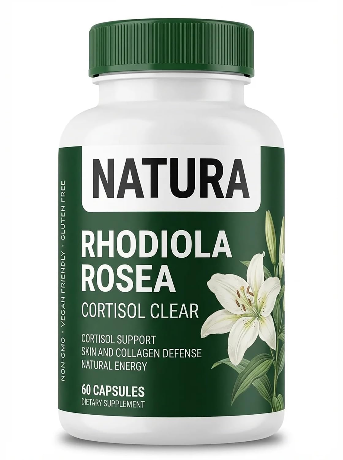 Jurnao Natura Cortisol Clear, Natural Rhodiola Rosea Supplement, Non-GMO Softgel, 1