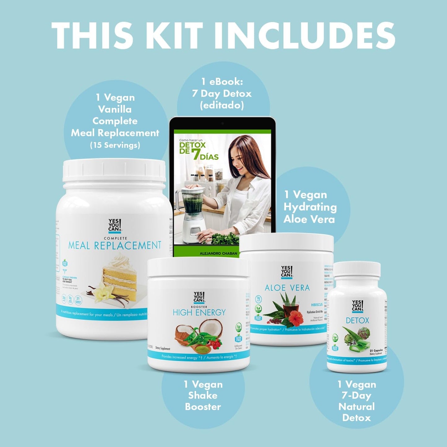 Yes You Can! Detox Plus Kit Vanilla & Aloe Vera Pineapple Powder 36.3322