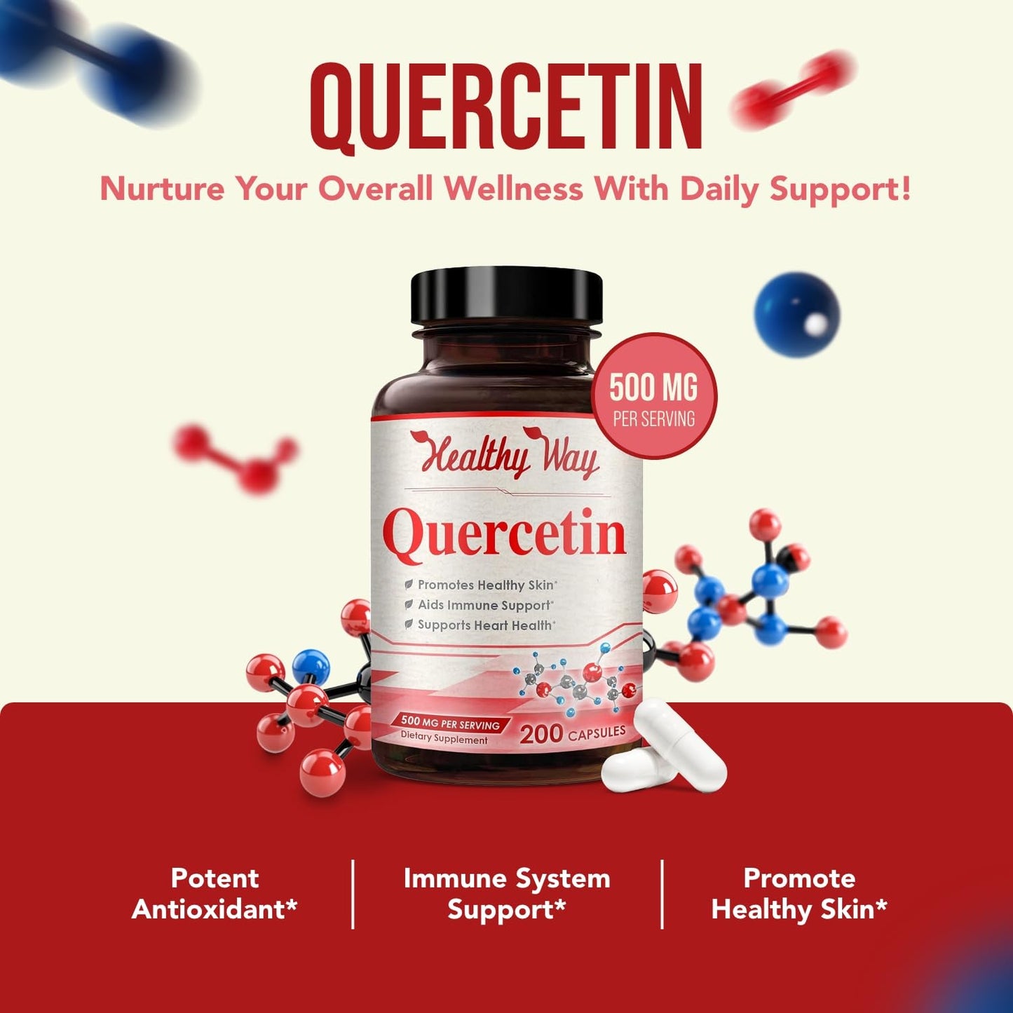 Healthy Way Quercetin 500mg Capsules, 200 Count