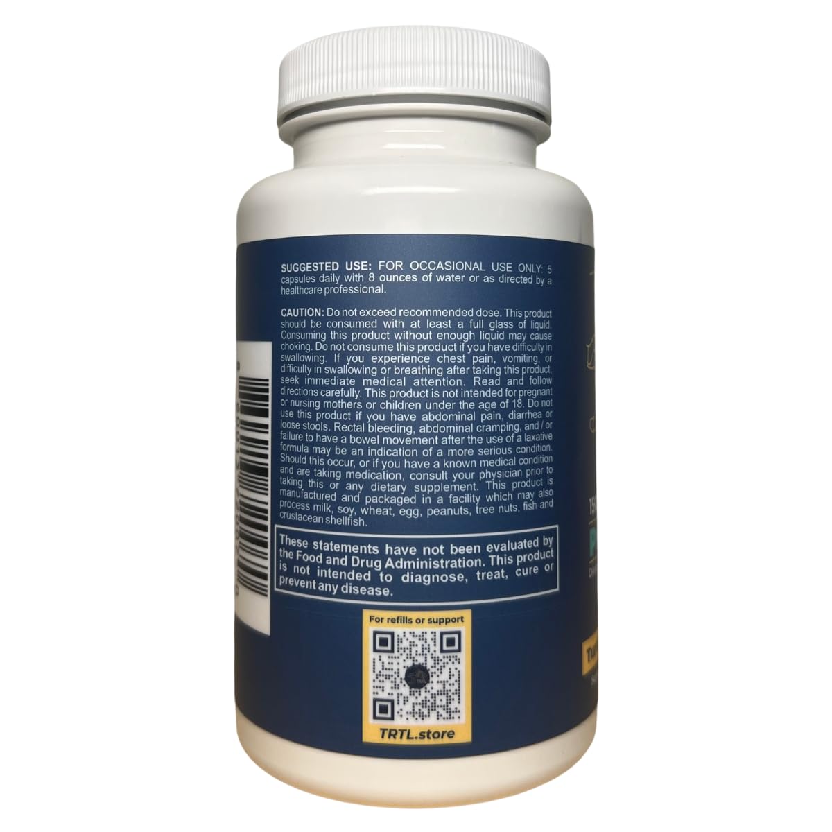 TRTL Supplements Psyllium Husk Capsules 150 Count