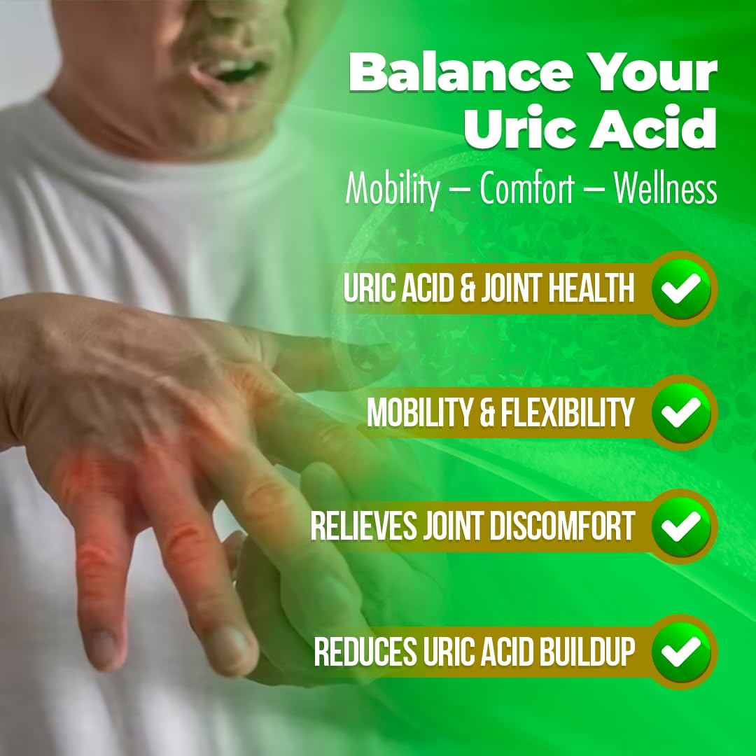 AURA VITAMINS Vitatonic Uric Acid Balancing Aid for Both Genders – Herbal Joint Care Detox Solution, Enhance Mobility Capsules, 60 Count