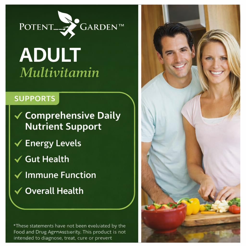 Potent Garden Multivitamin for Men & Women – 42 Fruits & Vegetables, Probiotics & Enzymes, Daily Whole Food Supplement for Energy, Immune Support & Digestion, Non-GMO, 90 Tablets