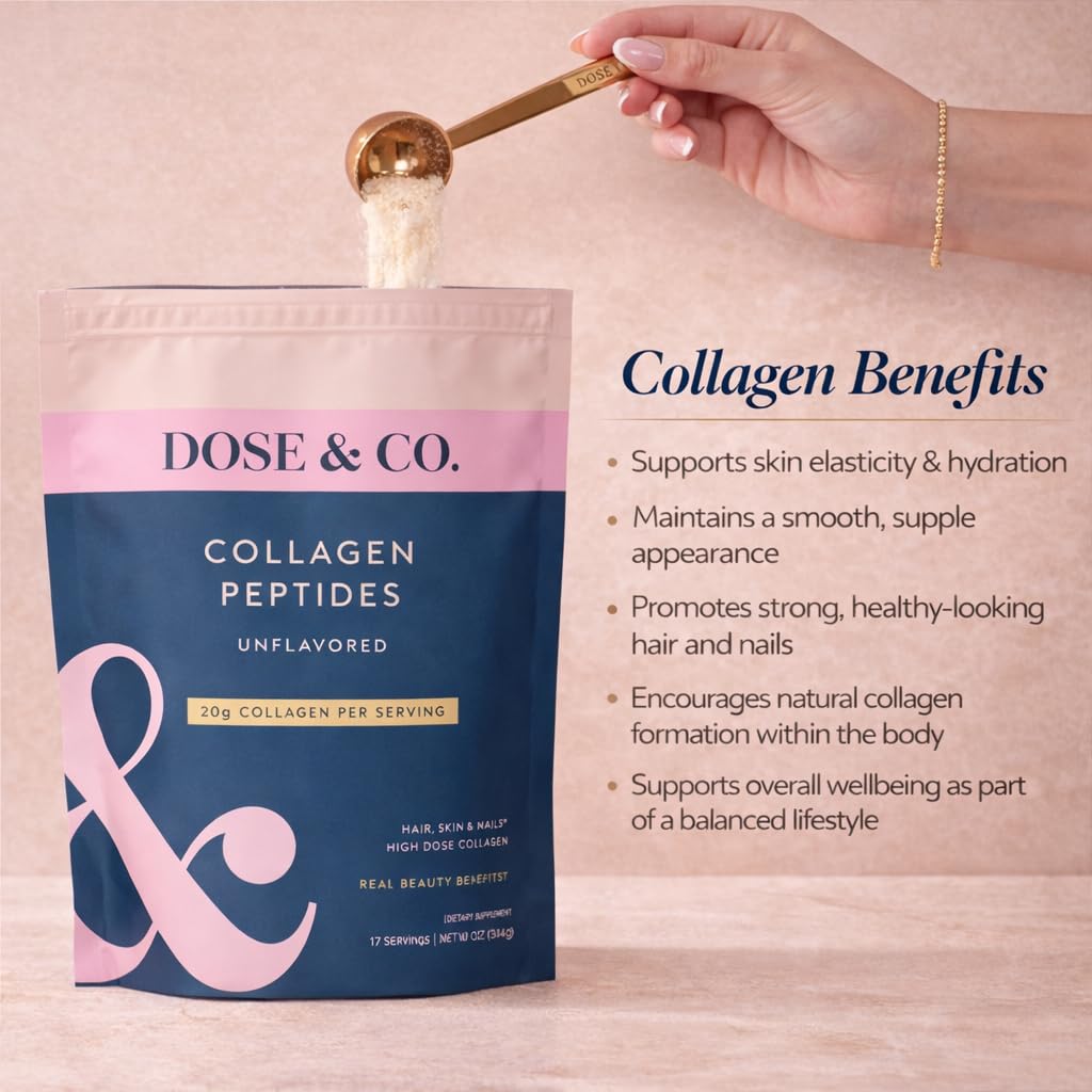 DOSE & CO Pure Collagen Peptides Powder Unflavored 9.6 Oz