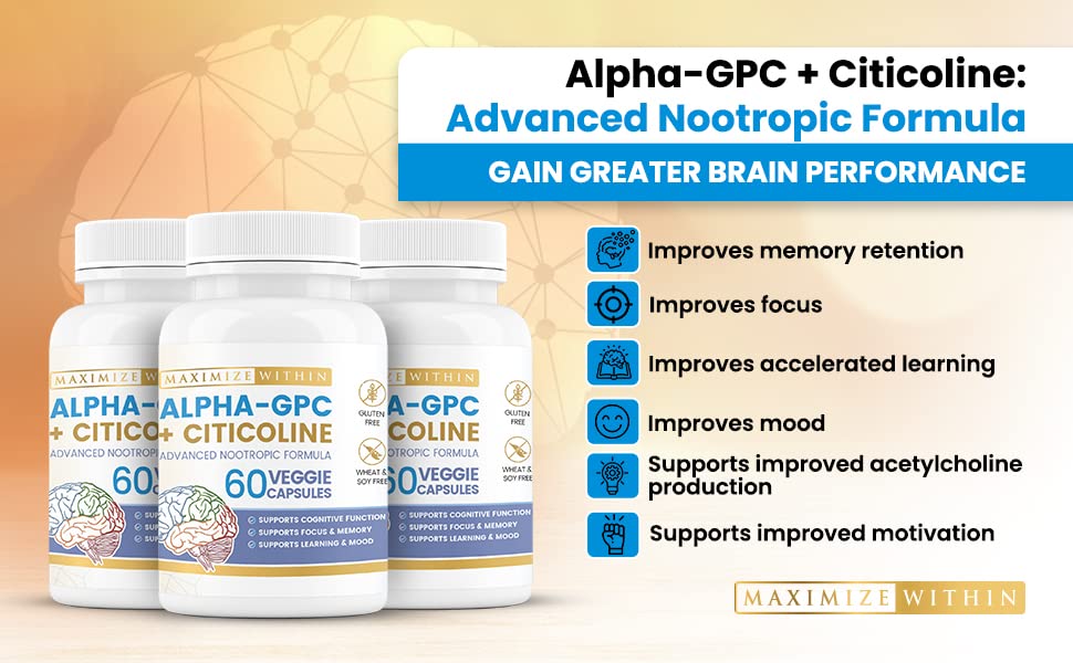 Maximize Within Alpha GPC + Citicoline 1600mg Concentrated Formula Capsule, 60 Count