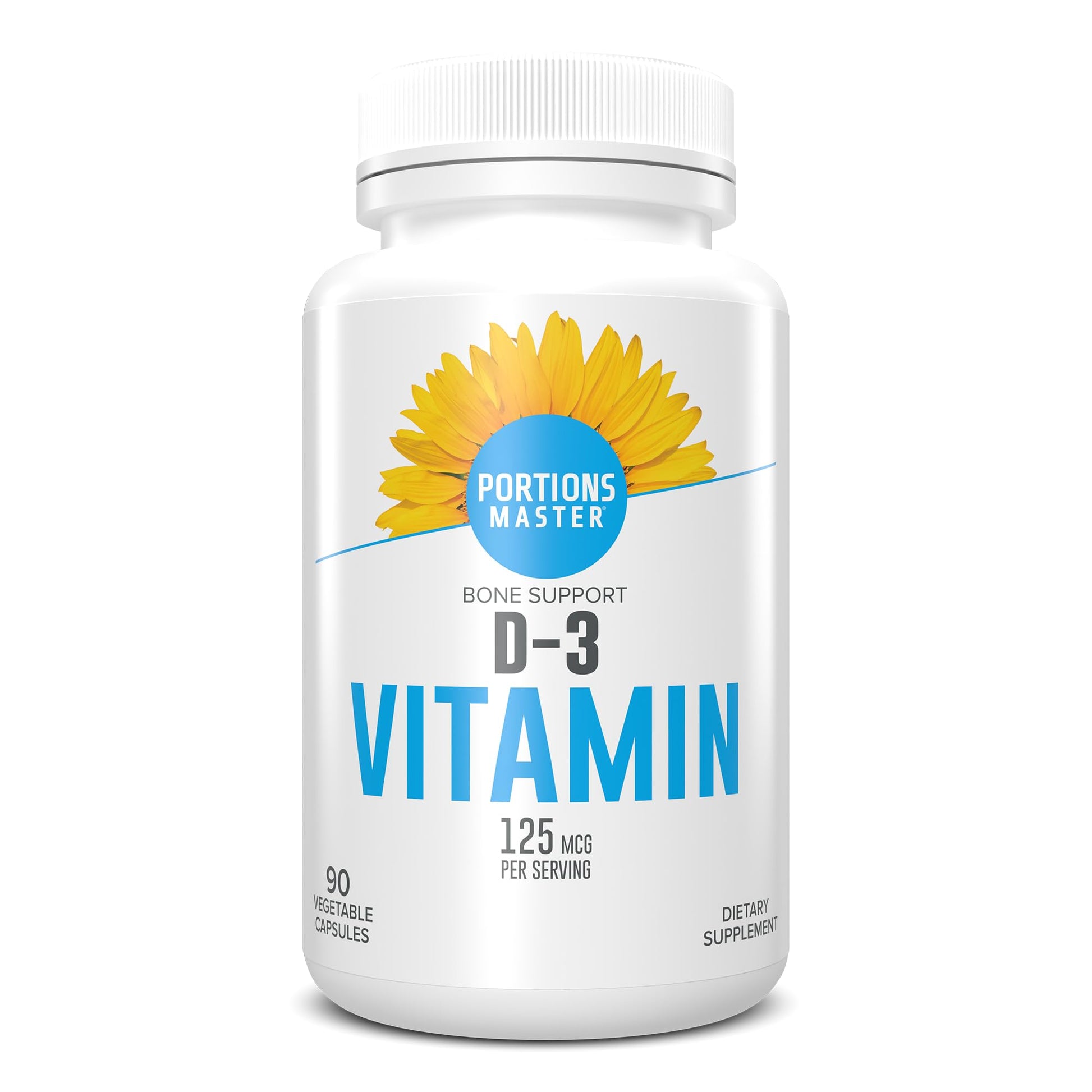 Portions Master Vitamin D3 5000 IU Vegetable Capsules, 90 Count