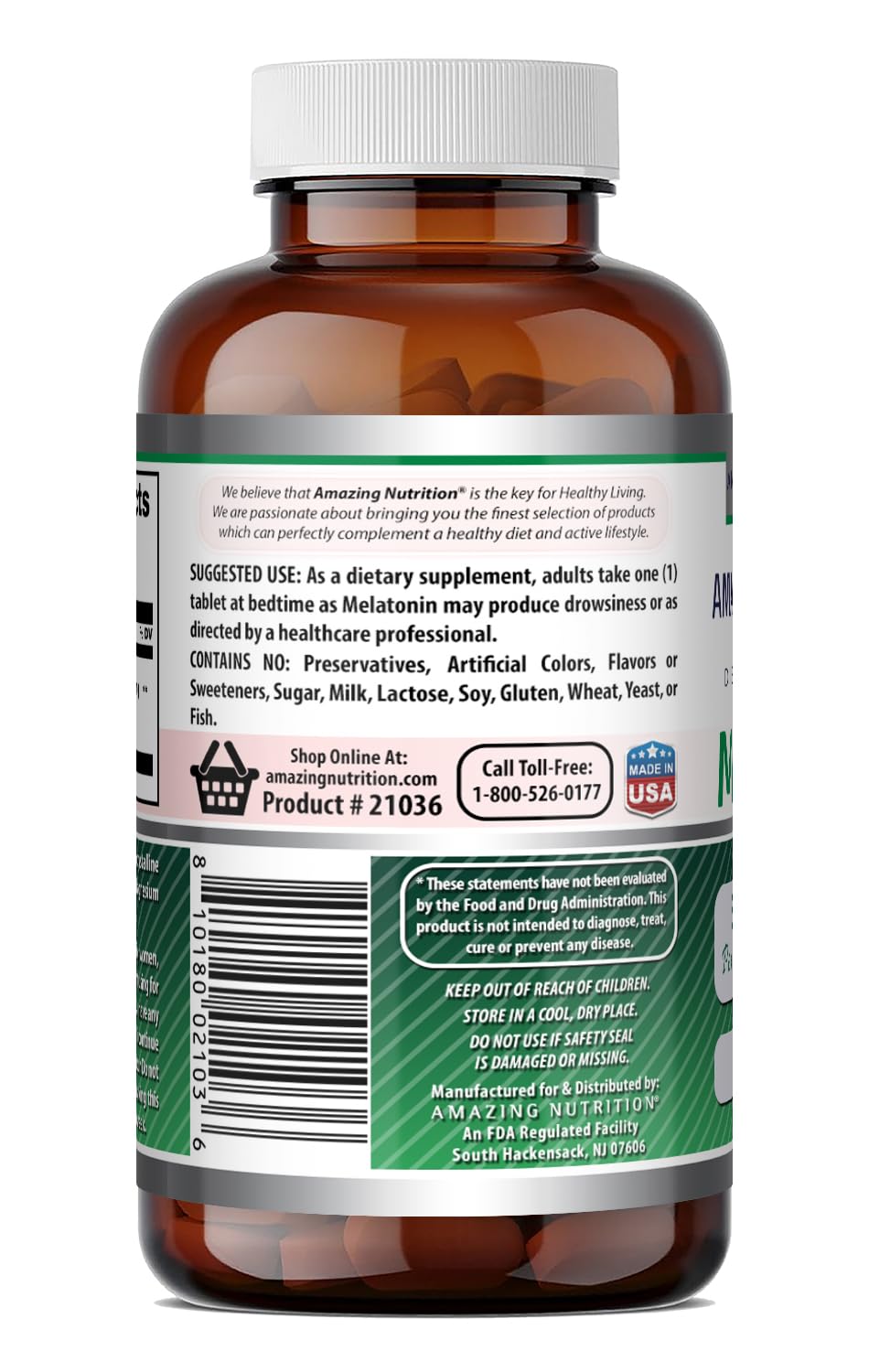 Amazing Nutrition Melatonin Supplement 5 mg Tablet 180 Count
