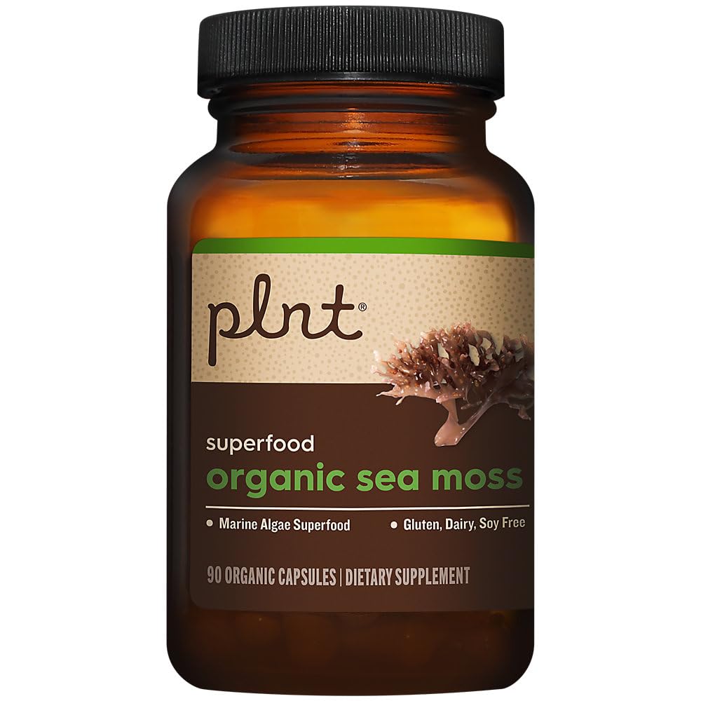 plnt Organic Sea Moss, Marine Algae Superfood, 900 mg Organic Irish Moss, Vegetarian Capsules, 90 Count