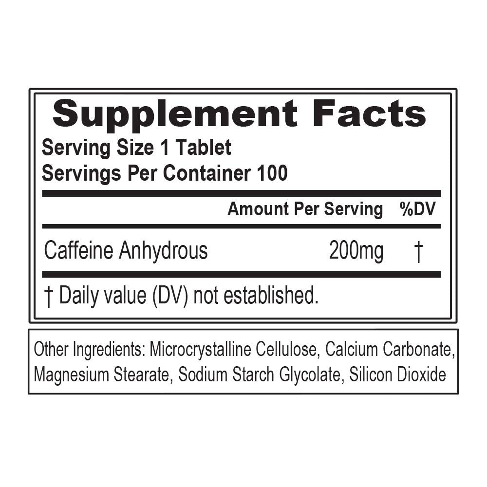Evlution Caffeine - Energy, Focus, & Endurance Support Tablets, 100 Count